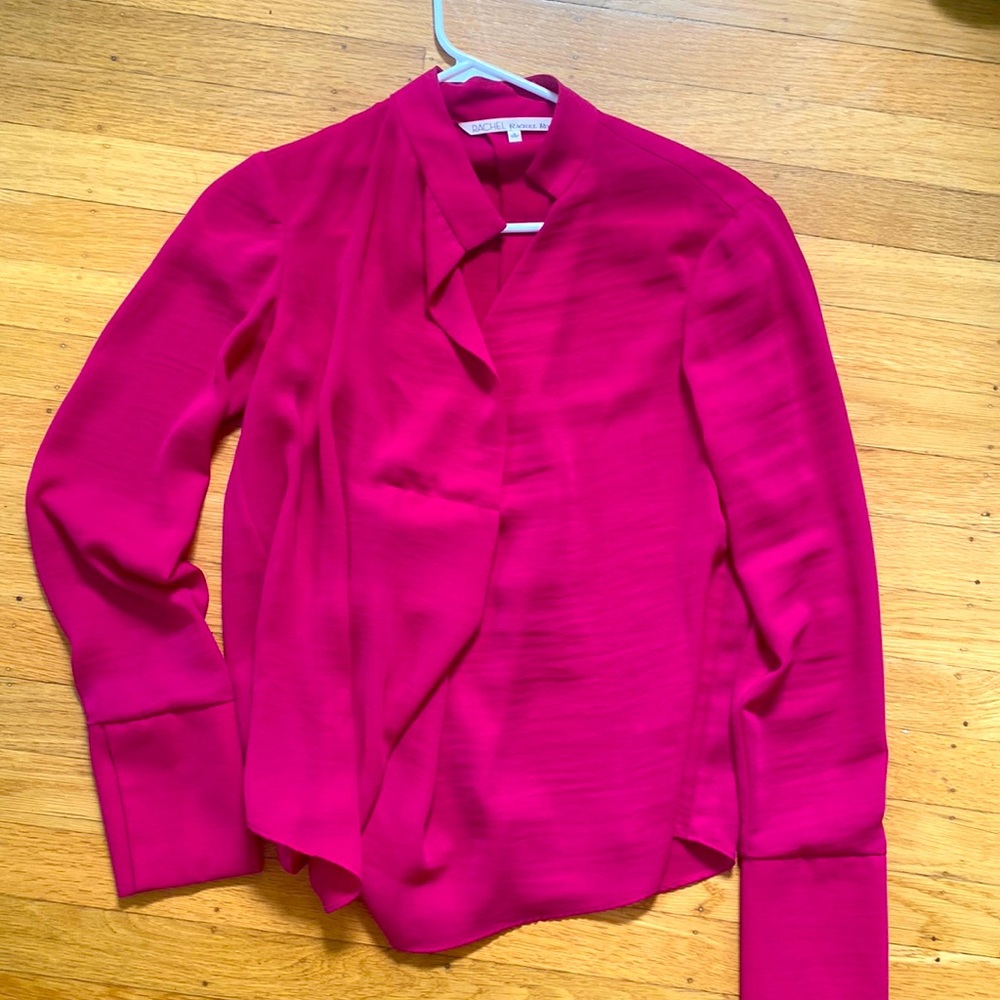 Rachel Rachel Roy Womens Pink Pleated Long Sleeve Knit Blouse
